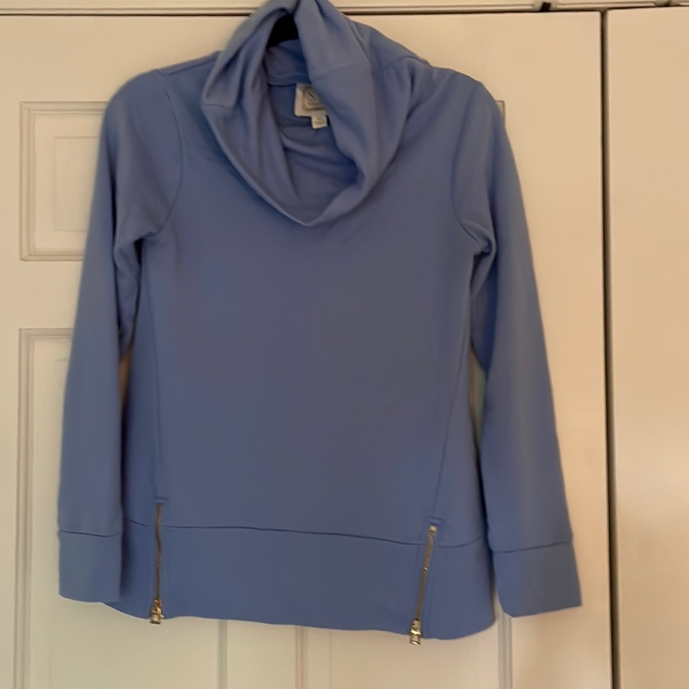 Sail to Sable periwinkle blue cowl neck sweater